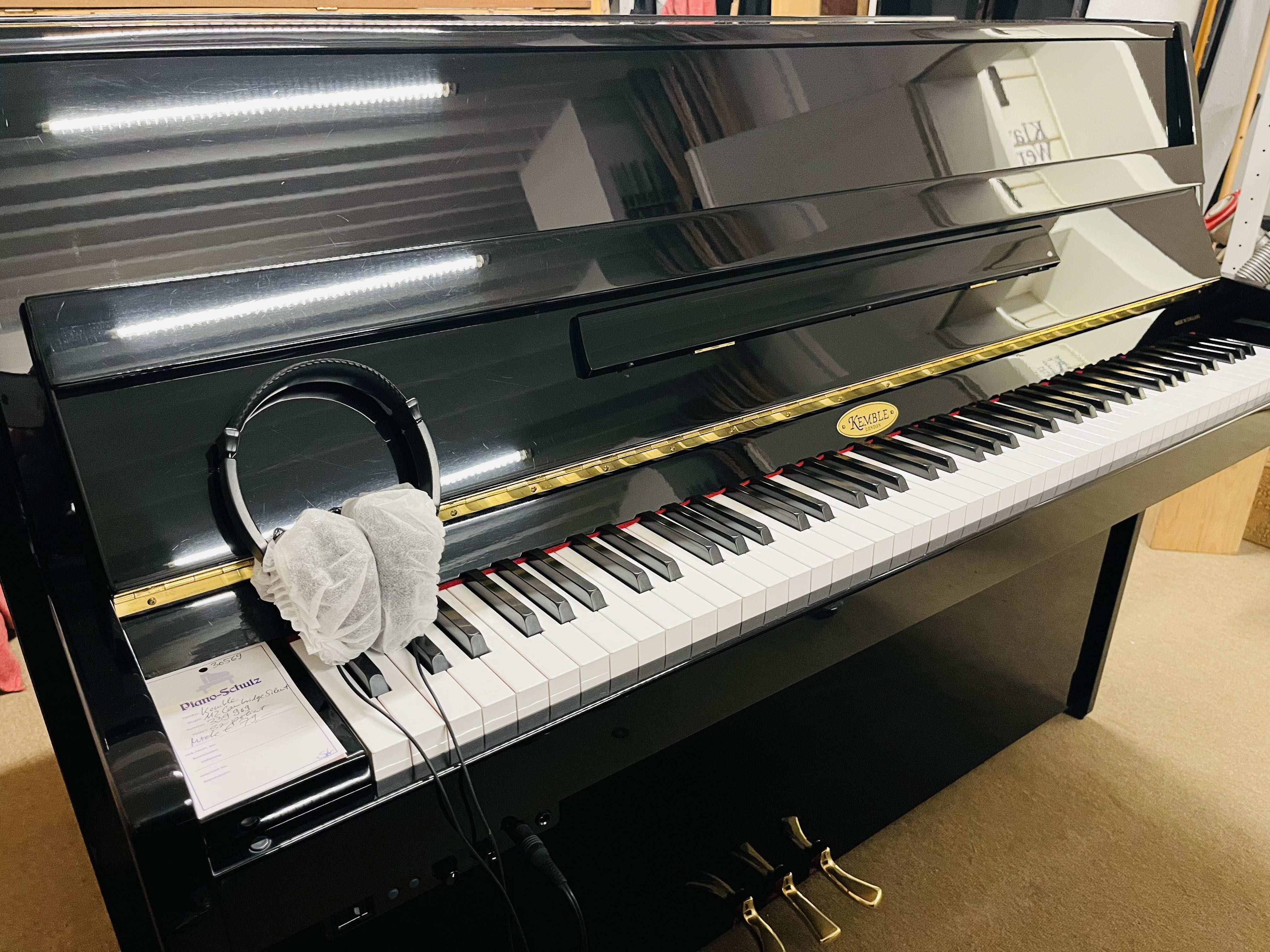Klavier Kemble 112 Cambridge Silent - schwarz poliert